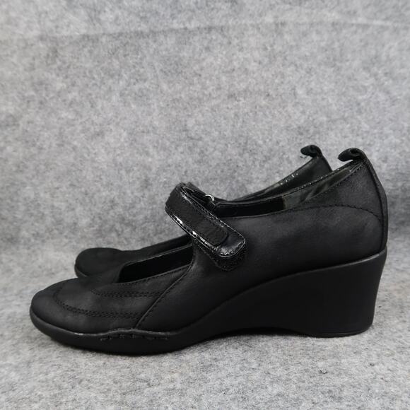 Aerosoles Shoes Womens 7 Mary Jane Wedge Fashion Comfort Black Leather Tornado - Picture 4 of 14